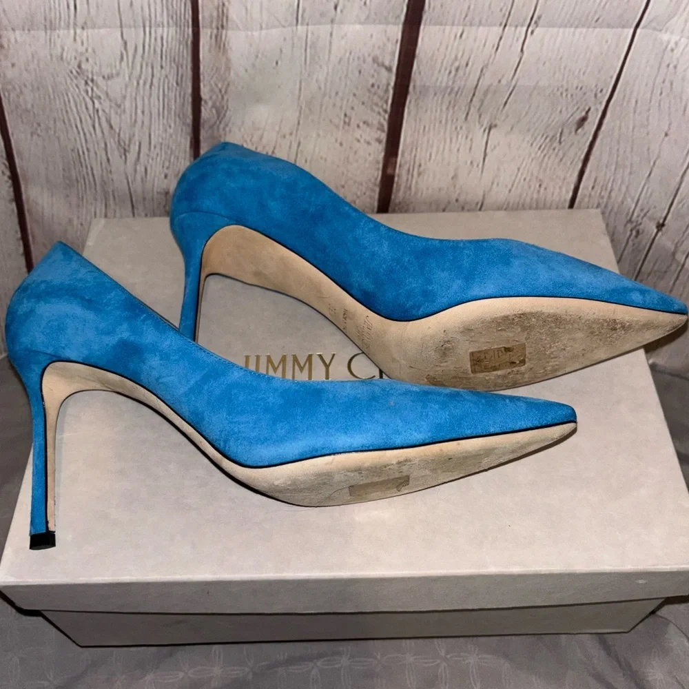 Jimmy Choo Romy 85 Blue Pumps - Picture 3 of 7